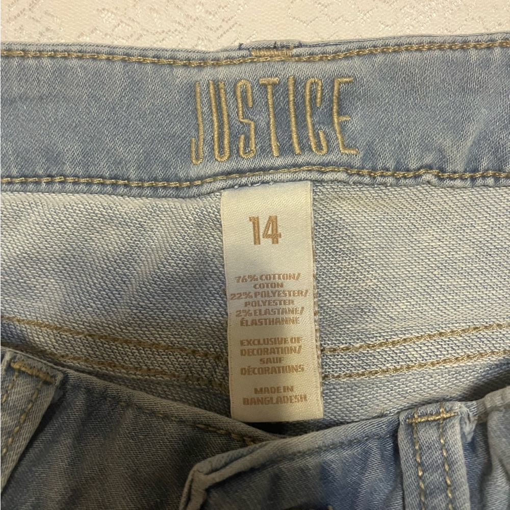 Justice girls size 14 Jean shorts. Stretch. Cuffed. Very comfy! K - Picture 3 of 3